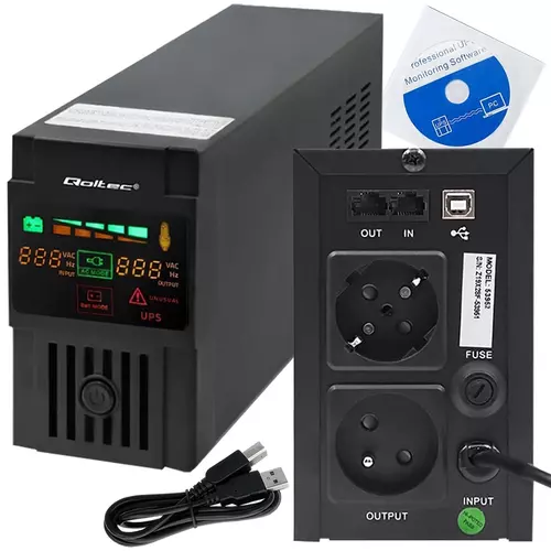 Zasilacz UPS Qoltec Monolith 800VA 480W - gwarancja nieprzerwanej pracy i bezpieczeństwa dla twojego sprzętu