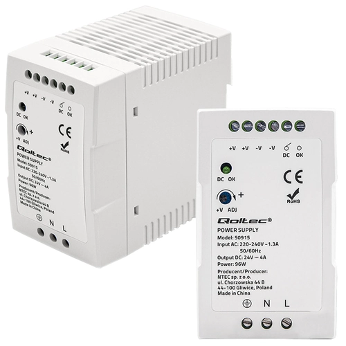 Maksymalna moc w minimalistycznej formie - zasilacz na szynę DIN SLIM 24V 96W 4A Qoltec 50915, idealny dla każdej przestrzeni - recenzja