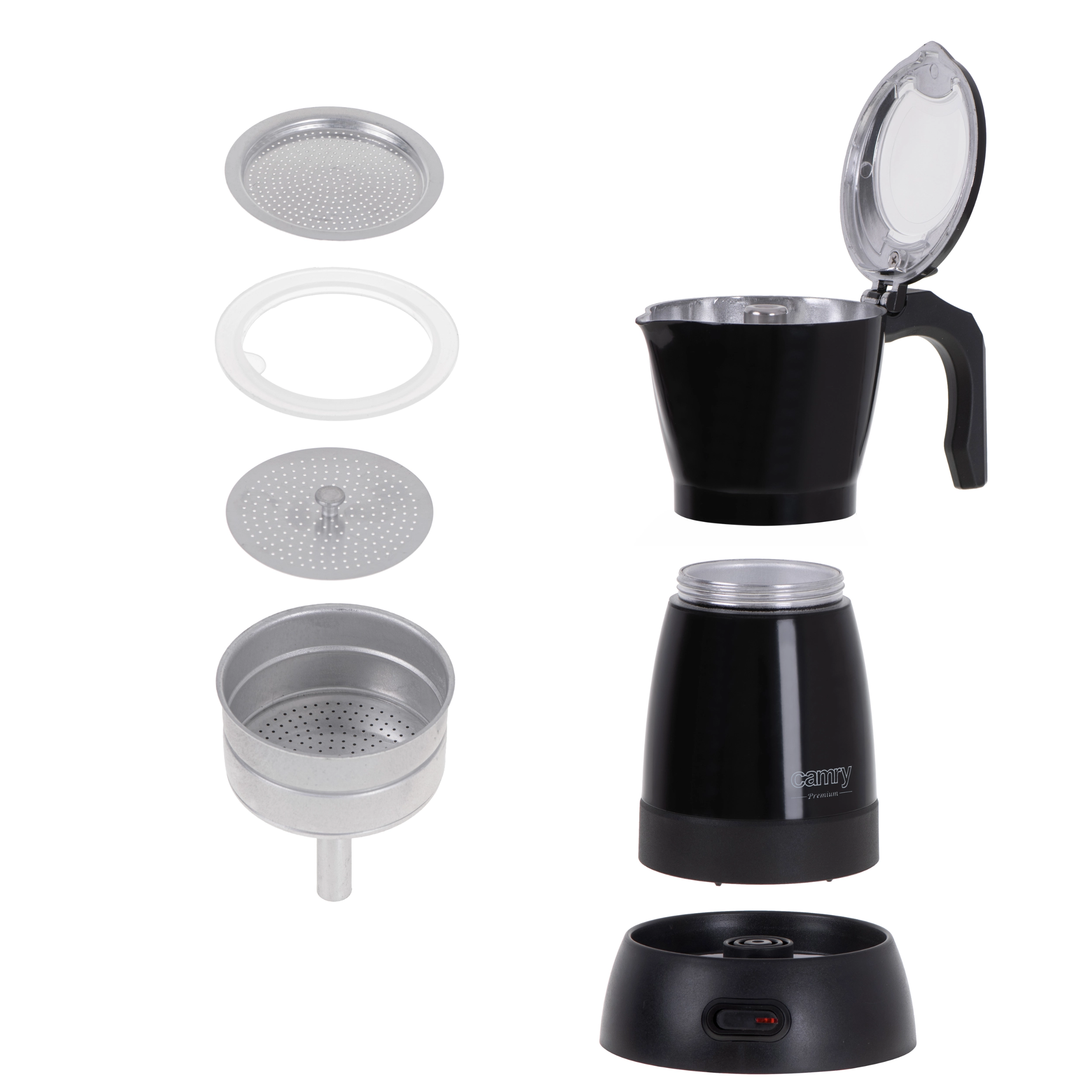 Odkryj smak doskonałego espresso z elektryczną kawiarką Camry CR 4415B - idealna do domu i na podróż