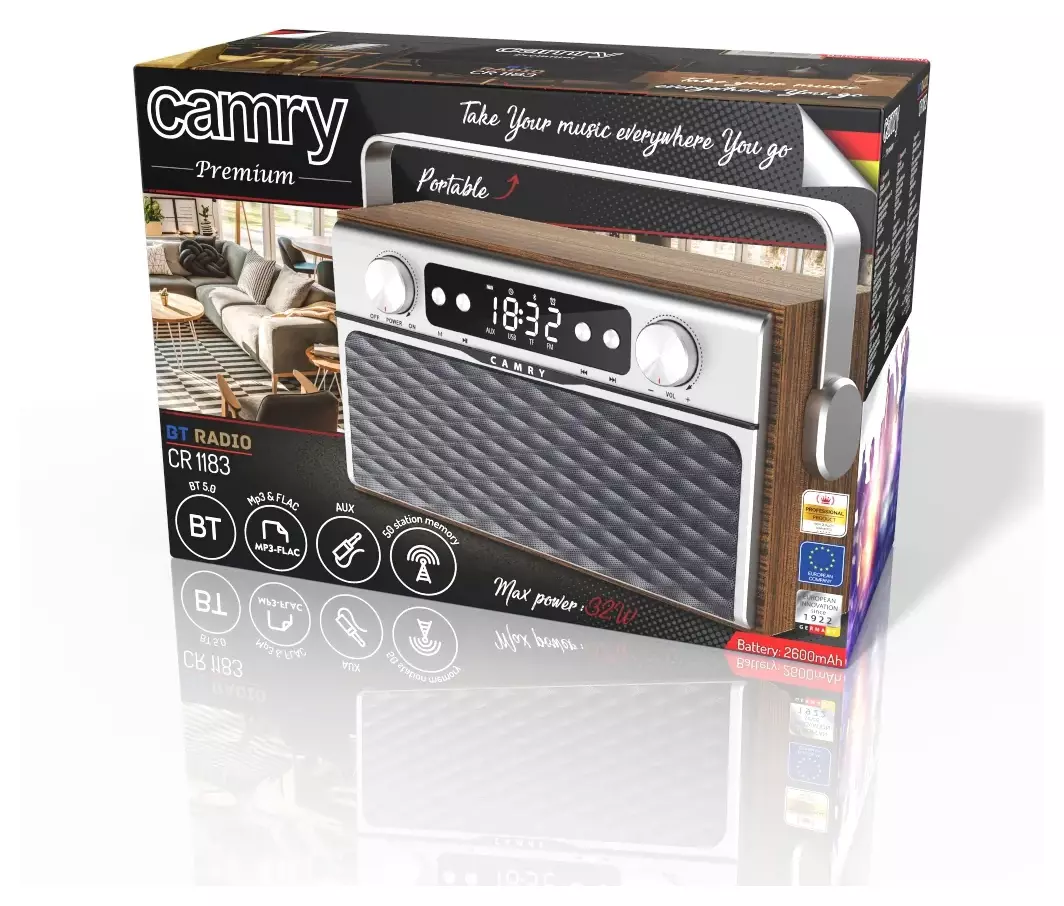 Styl retro i nowoczesna technologia w jednym - odkryj radio Bluetooth Camry CR 1183 z funkcją mp3 i potężnym dźwiękiem