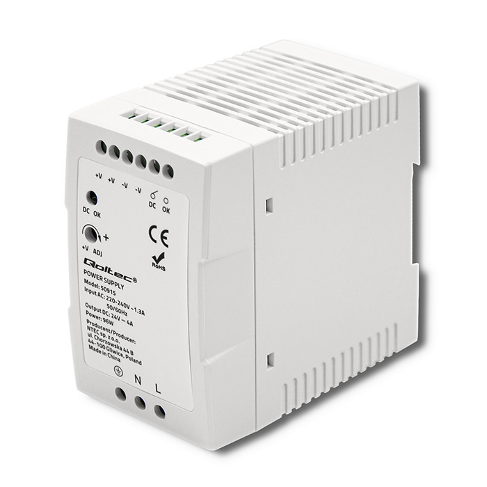 Maksymalna moc w minimalistycznej formie - zasilacz na szynę DIN SLIM 24V 96W 4A Qoltec 50915, idealny dla każdej przestrzeni - recenzja