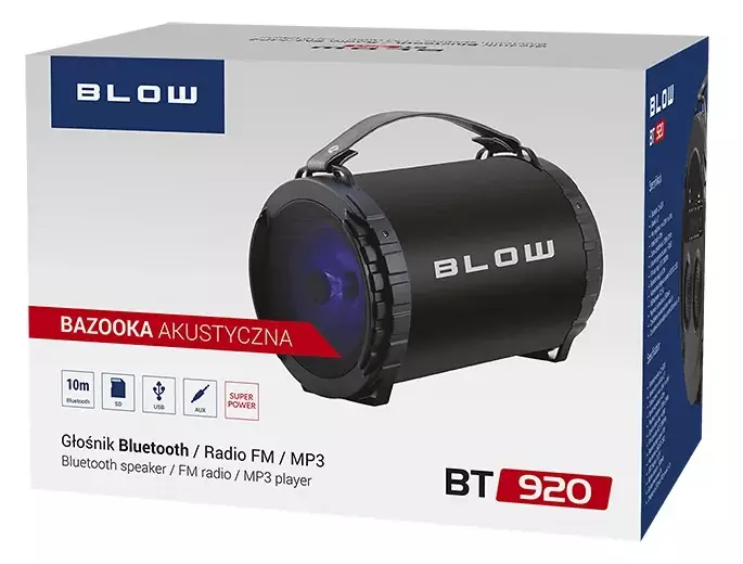 Niezawodny kompan każdej imprezy – głośnik Bluetooth BAZOOKA BLOW BT920 o solidnej mocy i funkcjonalności