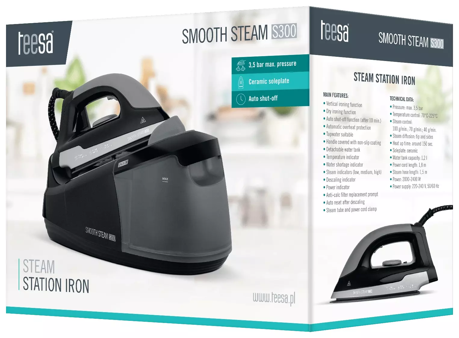 Żelazko ceramiczne Teesa SMOOTH STEAM S300: prasowanie na wyższym poziomie z funkcją pionową i generatora pary