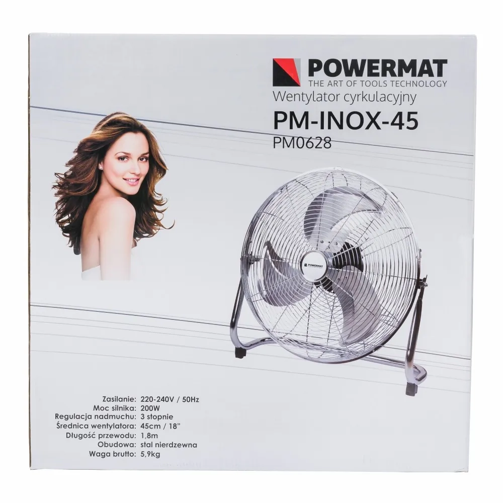 Cyrkulator podłogowy Powermat PM-INOX-45: Twój sprzymierzeniec w walce z upałem, stylowe chłodzenie na każdą przestrzeń