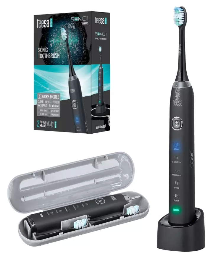 Szczoteczka soniczna Teesa Sonic Black – odkryj nową jakość czyszczenia z 31 000 ruchów na minutę