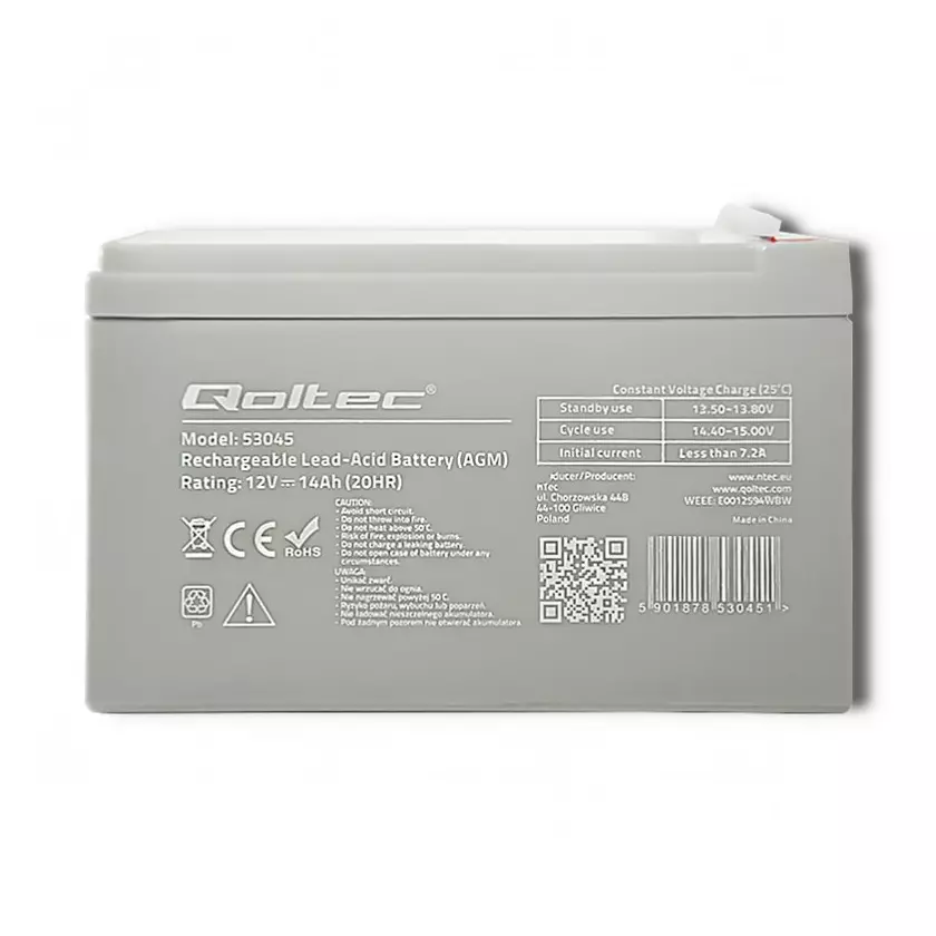 Akumulator Qoltec AGM 12V 14Ah HQ - niezawodne źródło energii na lata