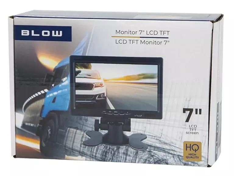 Bezpieczne cofanie i doskonała widoczność - monitor LCD TFT Blow 7" z podwójnym wejściem AV to Twój niezawodny asystent w parkowaniu