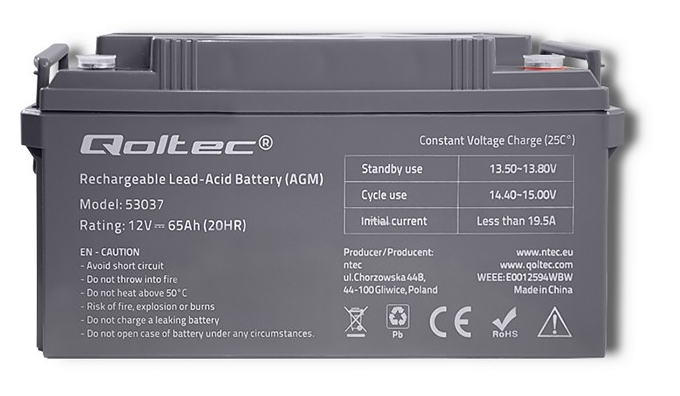 Akumulator AGM Qoltec 12V 65Ah 780A – niezawodne źródło energii, które przetrwa wszelkie warunki
