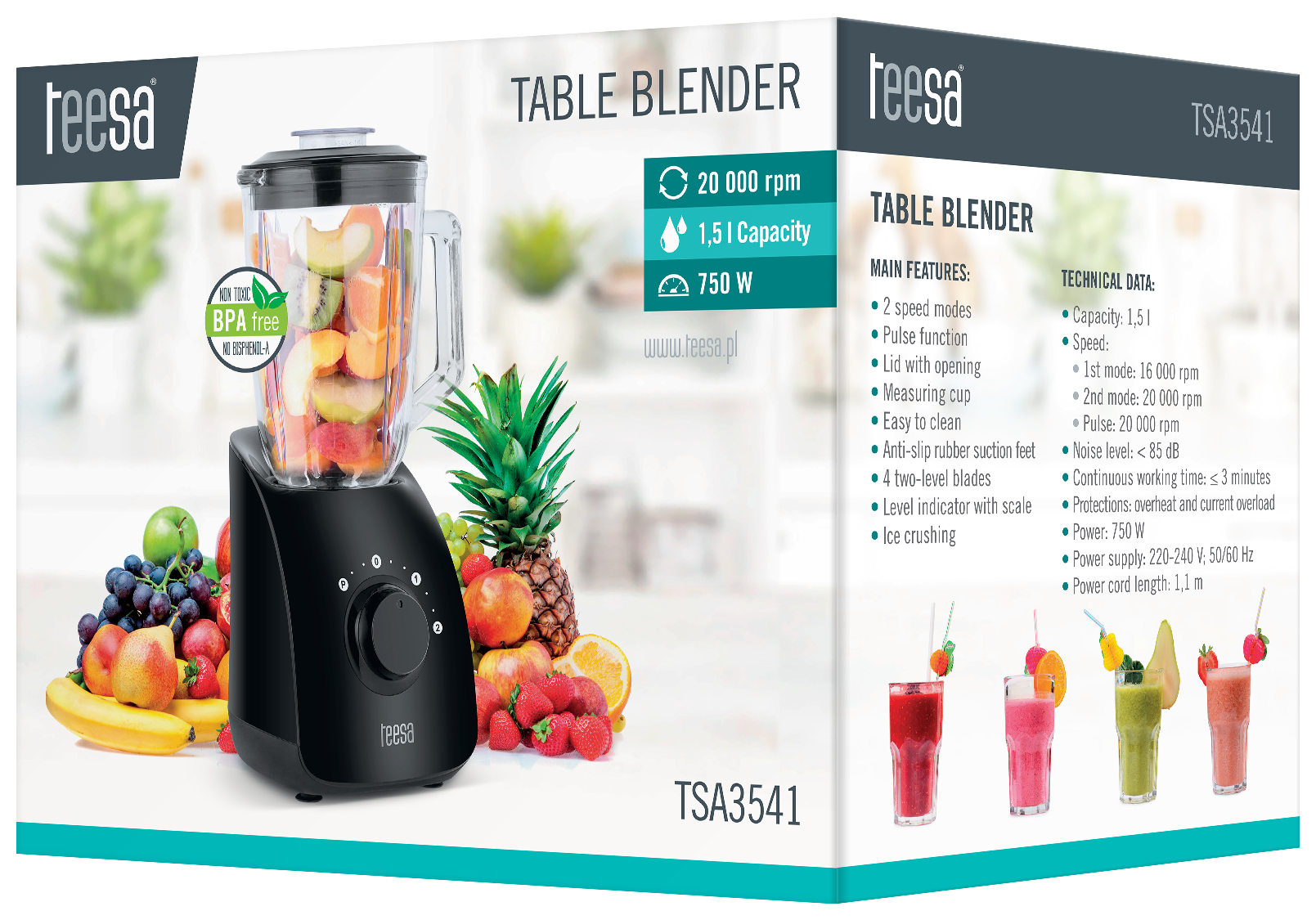 Moc i precyzja w Twojej kuchni - odkryj blender Teesa TSA3541 o wysokiej wydajności