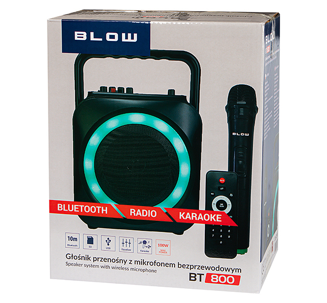 Nieskończona zabawa gdziekolwiek jesteś: głośnik Bluetooth BLOW BT800 z funkcją karaoke i efektami Disco LED