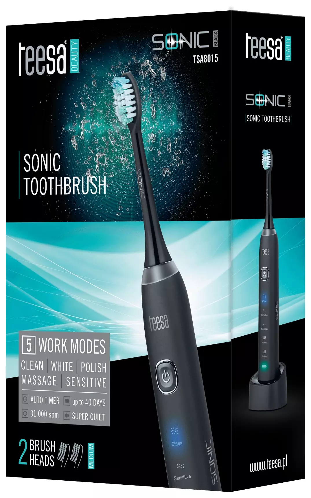 Szczoteczka soniczna Teesa Sonic Black – odkryj nową jakość czyszczenia z 31 000 ruchów na minutę